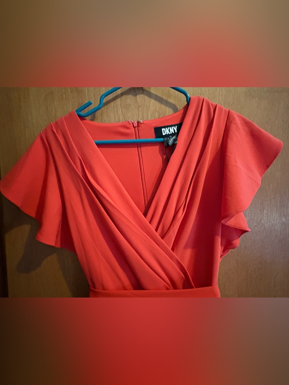 Women's Coral Wrap Dress with Belt NWT - Picture 2 of 3